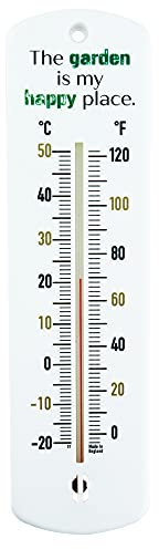 Greenhouse Thermometer - 240 mm Classic Garden Thermometer Gift For Outdoor Use In Garden Greenhouse Shed Allotment Accessories Ideal Gifts (Happy Place)