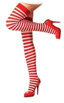PARTILANDIA Medias A Rayas Blancas y Rojas Adulto Unisex-Adultos 40 DEN Opacas Tights Talla Única