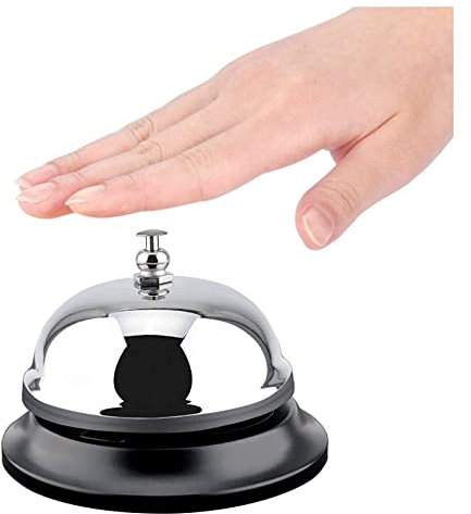 KAIAIWLUO Call Bell, Stainless Steel Chrome Finish Desk Bell for Hotels, Kitchen, Schools, Restaurants, Reception Areas, 10 * 8CM