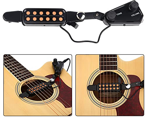 12 Sound Hole Magnetic Pickup, Acoustic Guitar Pickup with Volume Tone Tuner Kit Guitar Pickup Transducer for Acoustic Guitar