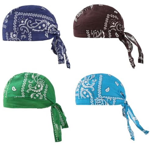 Asudaro Cappello da Pirata in Cotone, 4 Pezzi Cappellino da Ciclismo Sportivo Cappello da Pirata in Cotone per Uomo E Donna Stile Hip-Hop Berretto Sportivo Ad Asciugatura Rapida Bandana da Ciclismo