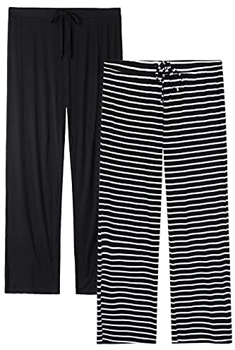 Vislivin Casual Womens Pants Soft Lounge Pants Sleep Pajama Bottoms with Pocket Black/Black Stripe-1 XL
