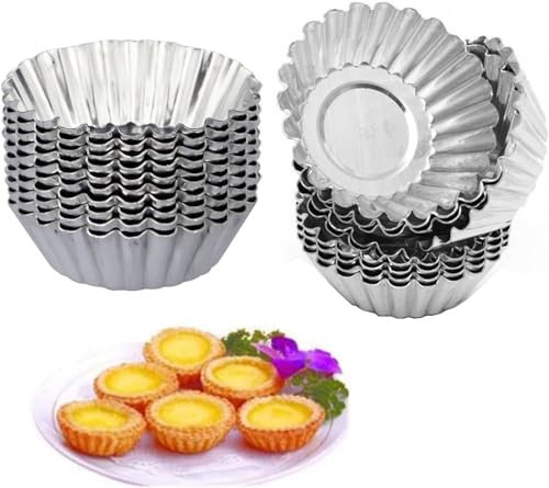 Generisch 100 Stücke Torteletts Törtchenformen Tartelette Förmchen 7Cm Mini Tarteform Kohlenstoffstahl Eierkuchenform