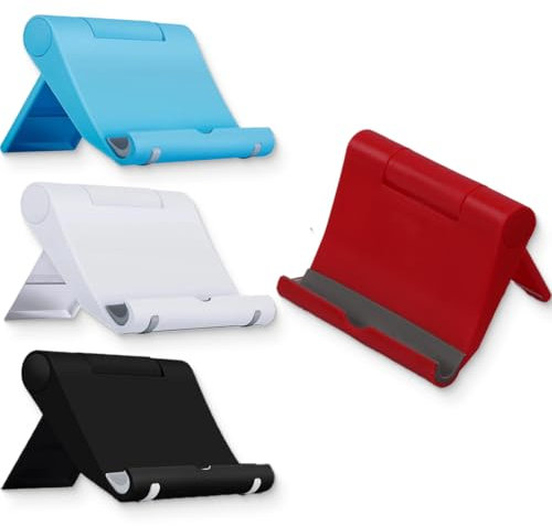 4 Piezas Soporte Móvil Mesa Plegable, Apoyo Teléfono Multiángulo, Soporte Dock Base para Teléfono Compatible con iPhone 14 Pro/14/13/12/11, Galaxy S22/S21, Xiaomi Redmi Note 12 11 Pro (4 Color)