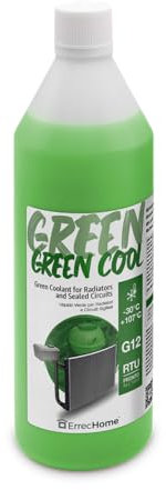 ERRECHOME Green Cool, Green Coolant and Antifreeze -30°C/+107°C, Formulation with organic-based OAT inhibitor package, G12, Ready to Use, 1 Litre