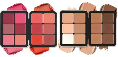 Beauty Searcher Makeup Palette Set, 12 Farben Concealer & Rouge Palette, Vollständig deckend, langanhaltend, wischfest, natürlich aussehend, verblendbar, Matte Rouge