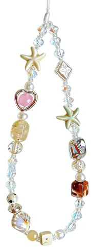 CasaPopz Beaded Camera Wrist Strap Cute Pearl Digital Camera Charm Lanyard, Phone Wristlet Charms, Beaded Camera Chain for Bag, Phone, Keychain Accessories (White Shell)