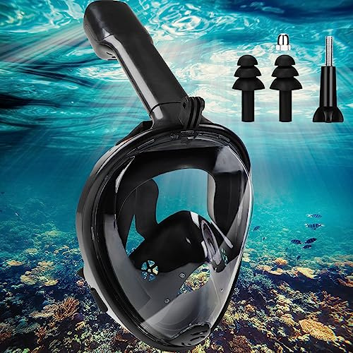 Snorkelmask för hela ansiktet, dykmask med avtagbart kameramontering 180° panoramautsikt, vikbar snorklingsmask anti-dimma anti-läckage, professionell justerbar snorkelmask för unisex kvinnor män