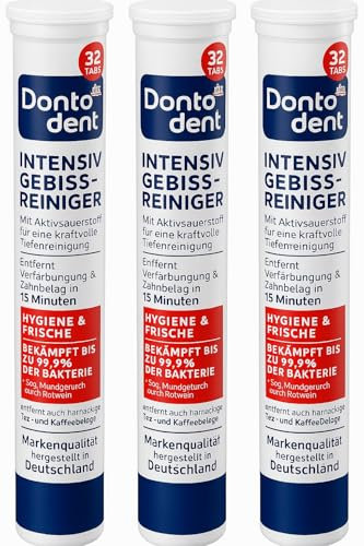 Dontodent Gebissreiniger Tabs intensiv (3 x 32 Stück) + PurLife Sticker