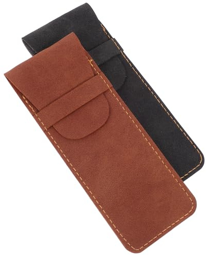 TOYANDONA Leder Stifteetui 2 Stück für Zwei Stifte Stifthülle aus PU Leder Schutzhülle für Kugelschreiber und Füller Leicht und Kompakt für Schule und Büro