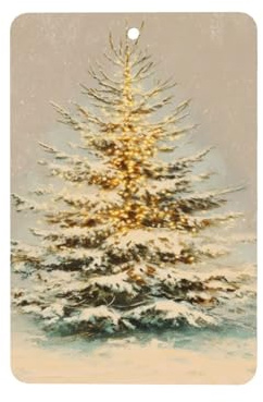 Lot de 4 désodorisants vintage pour voiture Motif sapin de Noël dans la neige
