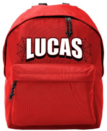 Evyre Mochila Escolar Personalizada con Nombre Infantil y Juvenil de Alta Resistencia, 1 Compartimento con Cremallera y Bolsillo Frontal para Colegio, Instituto o Excursiones, 30x40x18cm Spider