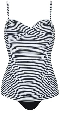 Sunflair Tankini Tankini-Set - Tankini mit verstellbaren Trägern und klassischem Schwarz-Weiß-Design - mit Schalen und verstellbaren Trägern - klassischer breiter Slip
