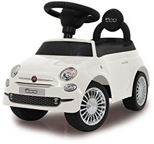 JAMARA 460325 - Rutscher FIAT 500 weiß – offiziell lizenziert, Kofferraum unter der Sitzfläche, Schub- und Haltegriff, Verschiedene Sounds, Hupe, originalgetreue Optik, wertige Verarbeitung