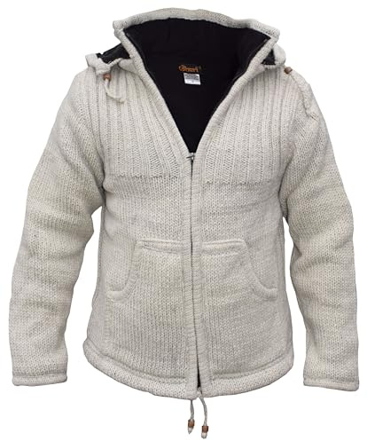 Gheri Decca - Chaqueta de lana con capucha desmontable para hombre Gris gris claro S