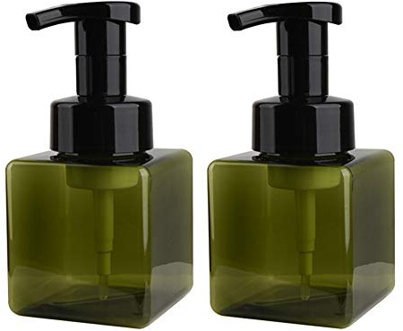 Foaming Soap Dispenser, 9oz Plastic Refillable Pump Bottle, 2 Pack, Green