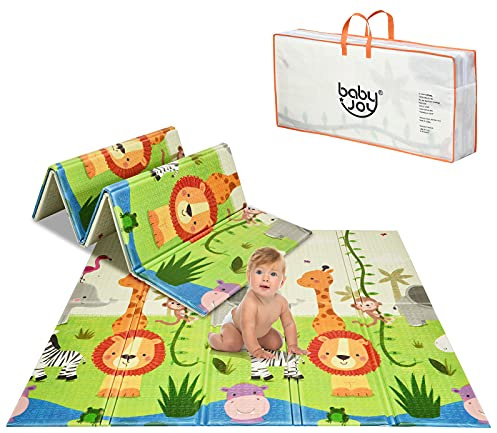 GOPLUS Baby Spielmatte doppelseitig, Krabbelmatte faltbar, wasserabweisende rutschfeste Spielmatte, aus ungiftig XPE, antirutsch Babymatte für Indoor Outdoor Garten, 200 x 180 x 1,4 cm (Grün)
