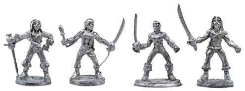IRON WIND METALS 4 Piece Pirates Set - 100% Lead-Free Pewter - Classic Fantasy Miniatures for 28mm Table Top Games - Made in USA - RAL Partha Miniatures