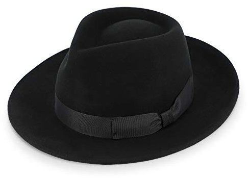 fiebig Kaschmir Fedora Filzhut | Wollfilzhut mit Cashmere für Damen und Herren | Angenehmer Sitz im Sommer und Winter | Bogarthut Made in Italy (61-XL, Schwarz)