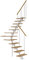 DOLLE Mittelholmtreppe - 11 Stufen - Geschosshöhe 228 – 300 cm - ¼-gewendelt - Stufen Eiche, lackiert - Unterkonstruktion: Weiß (RAL 9016) - volle Stufen 70 cm - inkl. Geländer - Nebentreppe