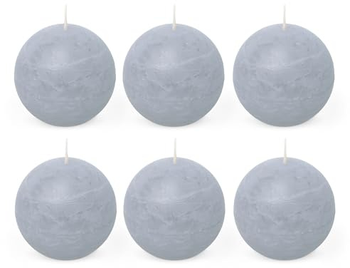 Spaas 6x Bougie Boule Rustique 80 mm 24h - bleu clair