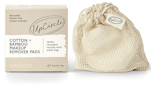 UpCircle Reusable Cotton + Bamboo Makeup Remover Pads (7pcs) with Washable Laundry Bag - Triple-Layered and Eco Friendly - for All Skin Types