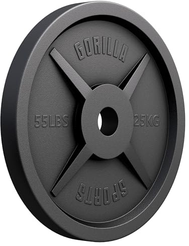 GORILLA SPORTS® Olympic viktskivor - 1,25 kg, 2,5 kg, 5 kg, 10 kg, 15 kg, 20 kg, 25 kg, 30 kg vikter, 50 mm hål, gjutjärn, singel/set - viktskivor, viktplatta set, hantlar