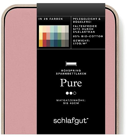 Schlafgut Pure Boxspring Spannbettlaken 140x200cm bis 160x220cm Purple Mid, Spannbetttuch aus weicher Biobaumwolle