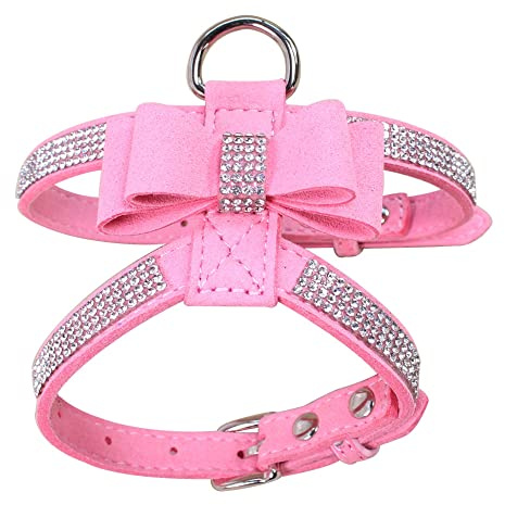 Pettorina per cuccioli di moda Bling strass Pet Dog Harness Vest con Bowknot