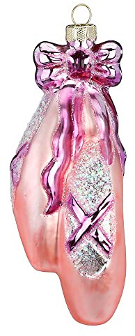 Christbaumschmuck Glas 11cm Ballettschuhe mit Glitzer Weihnachtskugeln Tanzschuhe rosa pink