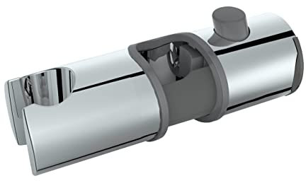 WENKO Brausegleiter Libertà, Duschkopfhalter für Duschstangen mit Ø 25/24/22 mm, Anbringung ohne Demontage der Stange und ohne Werkzeug, aus Kunststoff (ABS), einfache Höhenverstellung, Chrom
