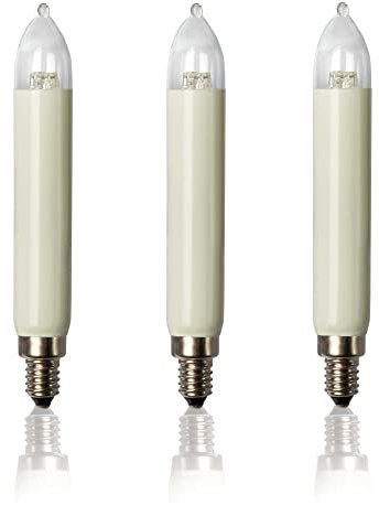 hellum LED Ersatz-Kerzen für Weihnachtsbaum Kerzen Lichterketten innen und außen, 2 Stück 8-55V 0,5W Schaftkerze für Lichterketten mit 4-30 Brennstellen, ø15mm E10/ 8-55V/ 0,5W/ 15 Lumen 955026