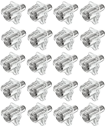 cyclingcolors 20 x golvstöd, transparent plast, stål, möbelhylla, skåphållare, hyllhållare, hyllkonsol, hyllplanshållare, hyllhållare