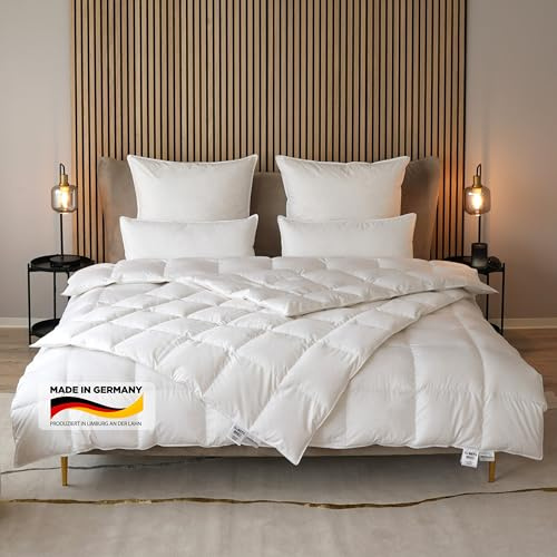 BEFA NATUR Daunendecke 200x200 cm Sommer | 90% Gänsedaunen & 10% Federn | 370g Füllgewicht | Allergiker geeignet (NOMITE) | Tierwohl Zertifiziert (DOWNPASS) | Oeko-TEX Klasse 1 | Made in Germany