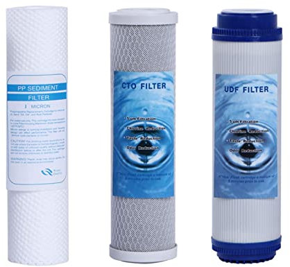 MGidea Kit de tres cartuchos para sistema de filtración de agua H2O 10 1 filtro de sedimentos + 2 filtros de carbono