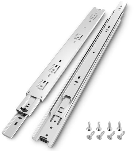AOLISHENG Drawer Runners Drawer Slides 200mm 45kg Load Capacity Heavy Duty Draw Sliders Full Extension Ball Bearing Kitchen Cabinet Draw Runners Replacement Rails Side Mount, Silver 1 Pair