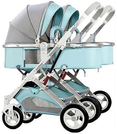 Passeggino doppio Side by Side Passeggino tandem for neonati e bambini piccoli, Ombrello pieghevole for assorbimento degli urti ad alto paesaggio Passeggino gemellare con schienale regolabile ( Color