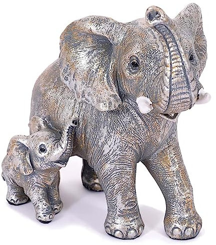 Irayin Elefanten Deko, Elefant Statue Figure, Mama Geschenk, Elefanten Geschenke für Frauen, Dekoration für Wohnzimmer, Büro, Bücherregal, Schlafzimmer - Silber