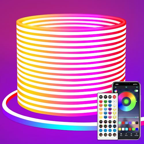 segrass 20m Neon Led strip，APP Steuerung,mit Fernbedienung, flexible LED Streifen, DC 24V Rgb LED band Neon Seil Lampe, anwendbar auf Schlafzimmer, Raum und Außendekoration
