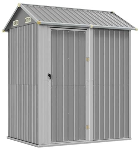 vidaXL Cobertizo de Jardín, Caseta de Herramientas, Cobertizo de Almacenaje, Caseta para Leña Muebles Equipos, Acero Galvanizado Gris Claro