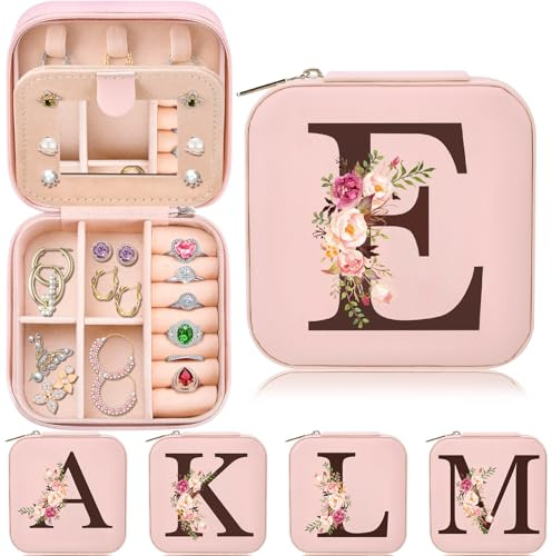 Inngeroo Mothers Day Mom Gifts from Daughter Son, Travel Jewelry Case Box Organizer Personalized Gifts for Mom Wife Women, Gift for Friend Sister Grandma Aunt, pink