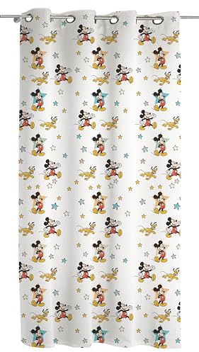 hermet Mickey Mouse - Cortina de Gasa con Anillas, Cortina para habitación Infantil, 140 x 290 cm, Producto Oficial, Producto Oficial (Panel Individual)