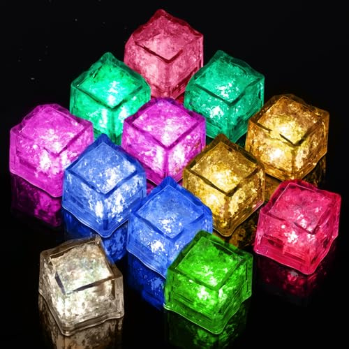 Aolso Juguetes baño para bebés, 12 Unidades LED Cubitos Hielo para bañera, Sensor de líquido, Juguetes Agua Luminosos para 1, 2, 3, 4, 5, 6, 7 años, Juguetes bañera, Juguetes Ducha, Regalo para niños