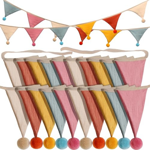 20 Pcs Pennant Banner Flags,2 Sets Garland Nursery Triangle Bunting Flag Baby Shower Banner for Nursery Decor Kindergarten Classroom Playroom Decor Baby Birthday Church Nursery (multicolor)