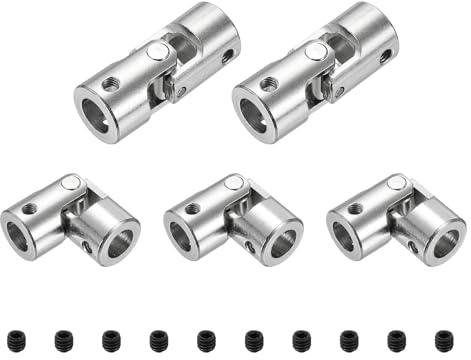 sourcing map 5pcs Universal Joint Shaft Coupling, 8mm to 8mm Inner Dia Rotatable Steering Shaft U Joints Coupler with Screws for RC Car, Robot, Boat Drive Ship Motor Use