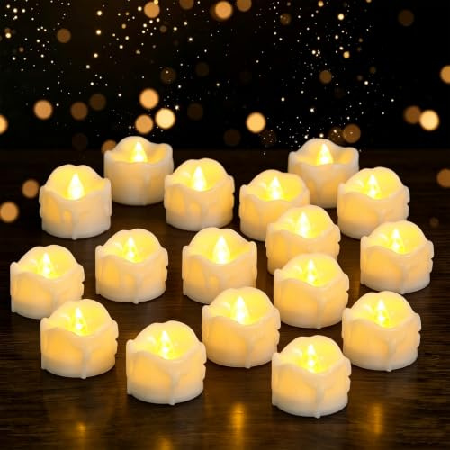 BORDEAG Bougies LED chauffe-plats, lot de 24 bougies sans flamme, Crystal Candle Light sans flamme, bougies LED, bougies pour mariages, décoration de Noël, Halloween (3)