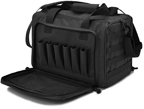 Tactical Gun Shooting Range Bag, Deluxe Pistol Range Duffle Bags Black