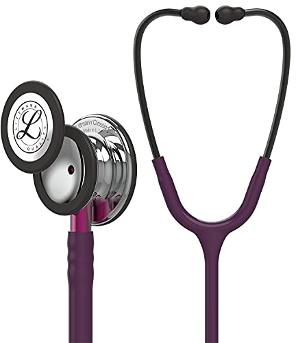 3M Littmann Classic III Monitoring Stethoscope, 5960, More Than 2X as Loud, Weighs Less, Stainless Steel Mirror-Finish Chestpiece, 27 Plum Tube, Pink Stem, and Smoke Headset