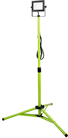 Luceco Treppiede LED a Testa Singola, Sottile, Regolabile, Multiposizione, Pieghevole, Cavo da 2,5 m, Resistente alle Intemperie, Nero/Verde, IP65, 30W, 2400lm, 5000K, EFLDTS30B50