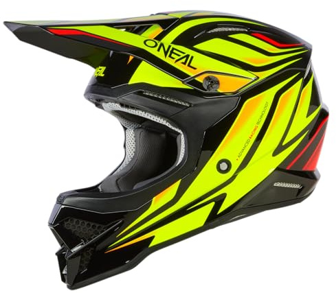 O'NEAL | Motocross-Helm | MX Enduro | ABS-Schale, Lüftungsöffnungen für optimale Kühlung | 3SRS Helmet Vertical V.23 | Erwachsene | Schwarz Neon-Gelb | Größe L (59/60 cm)